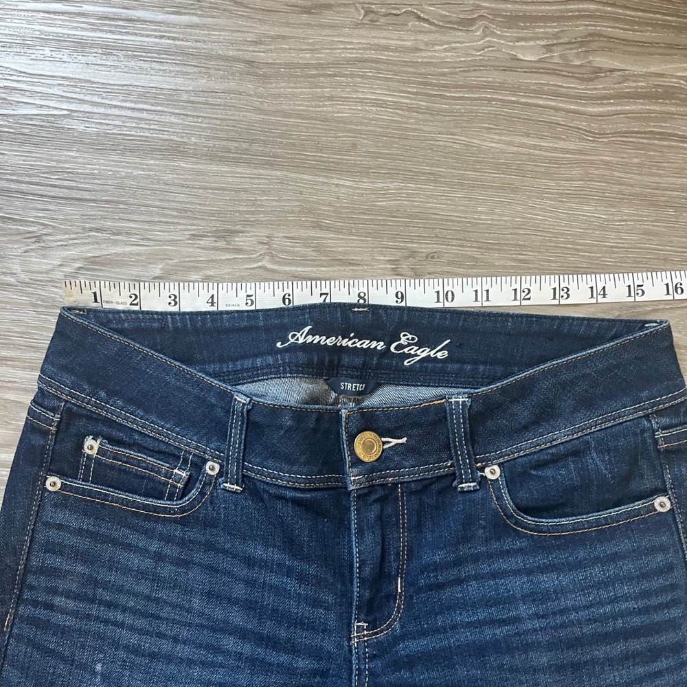 American Eagle Slim Boot Jeans Womens 8 Dark Wash Stretch Denim Mid Rise 31x31 - Picture 5 of 8